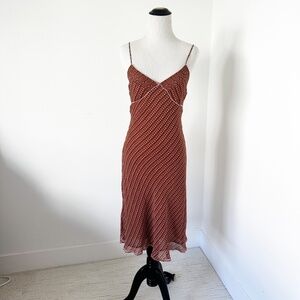GUESS | Y2K Grunge Slip Dress 100% Silk Whimsical Festival | S | Brown